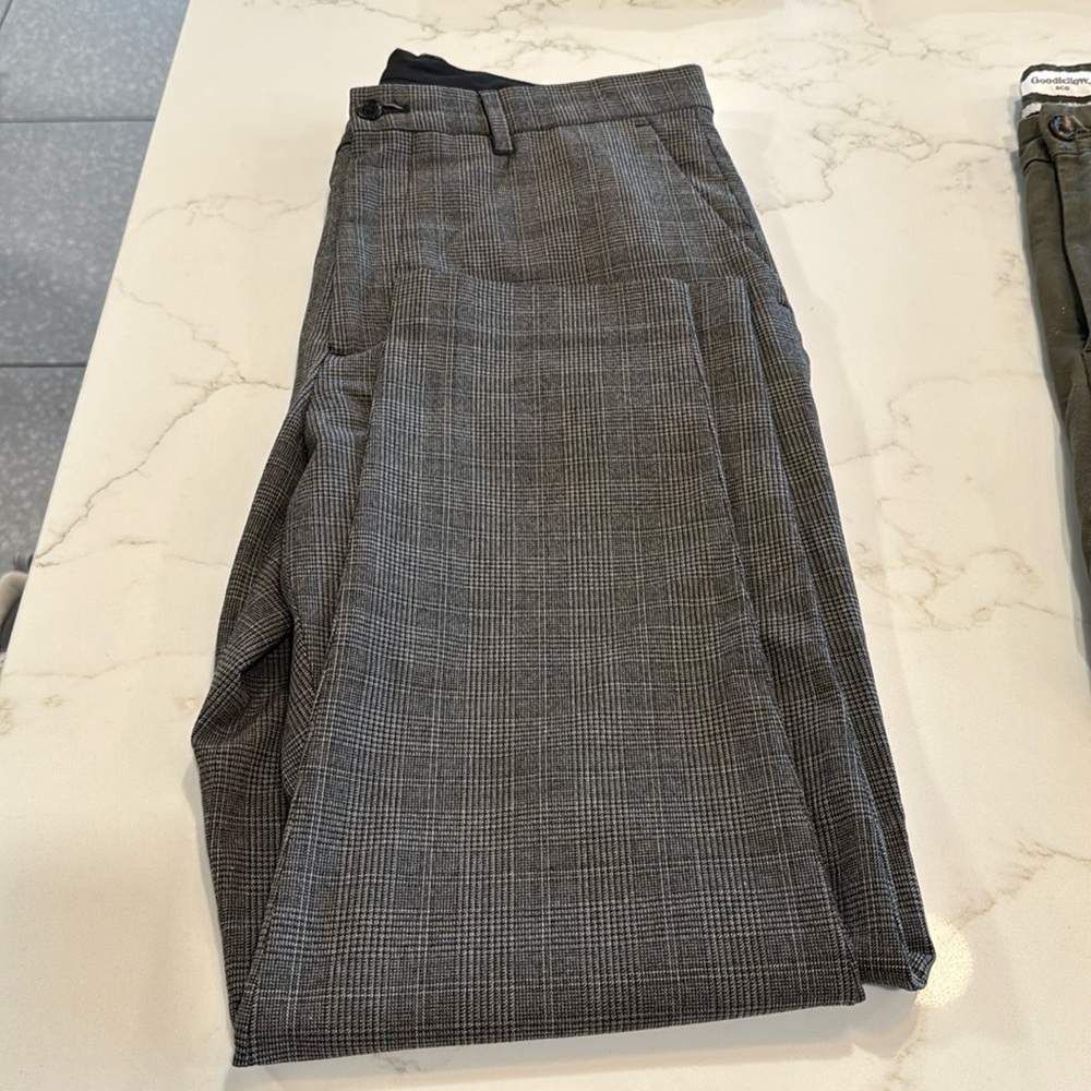 Zara Grey Checkered Slim Dress Pants